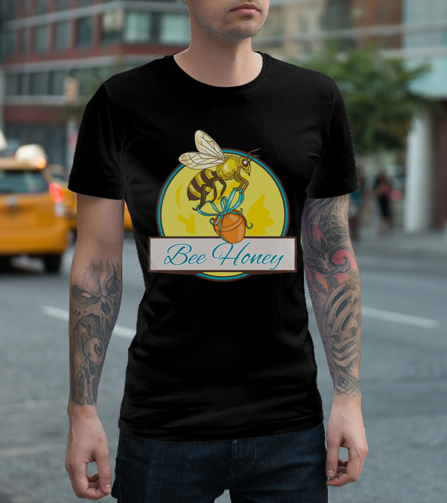 Bee Honey Pot Circle Drawing T-Shirt
