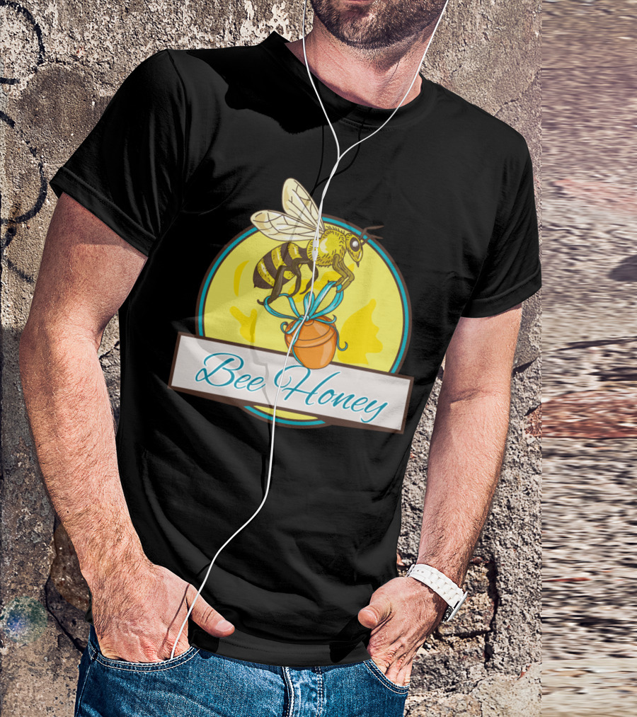 Bee Honey Pot Circle Drawing T-Shirt