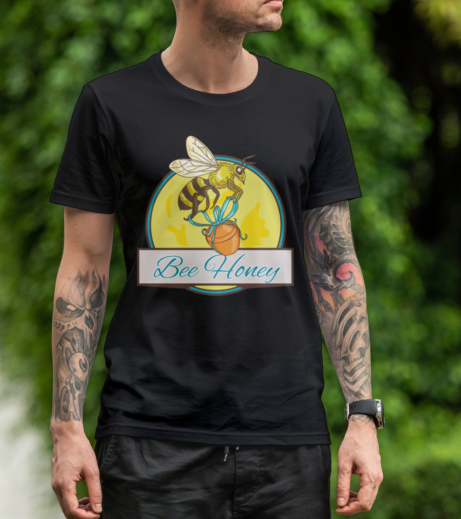 Bee Honey Pot Circle Drawing T-Shirt