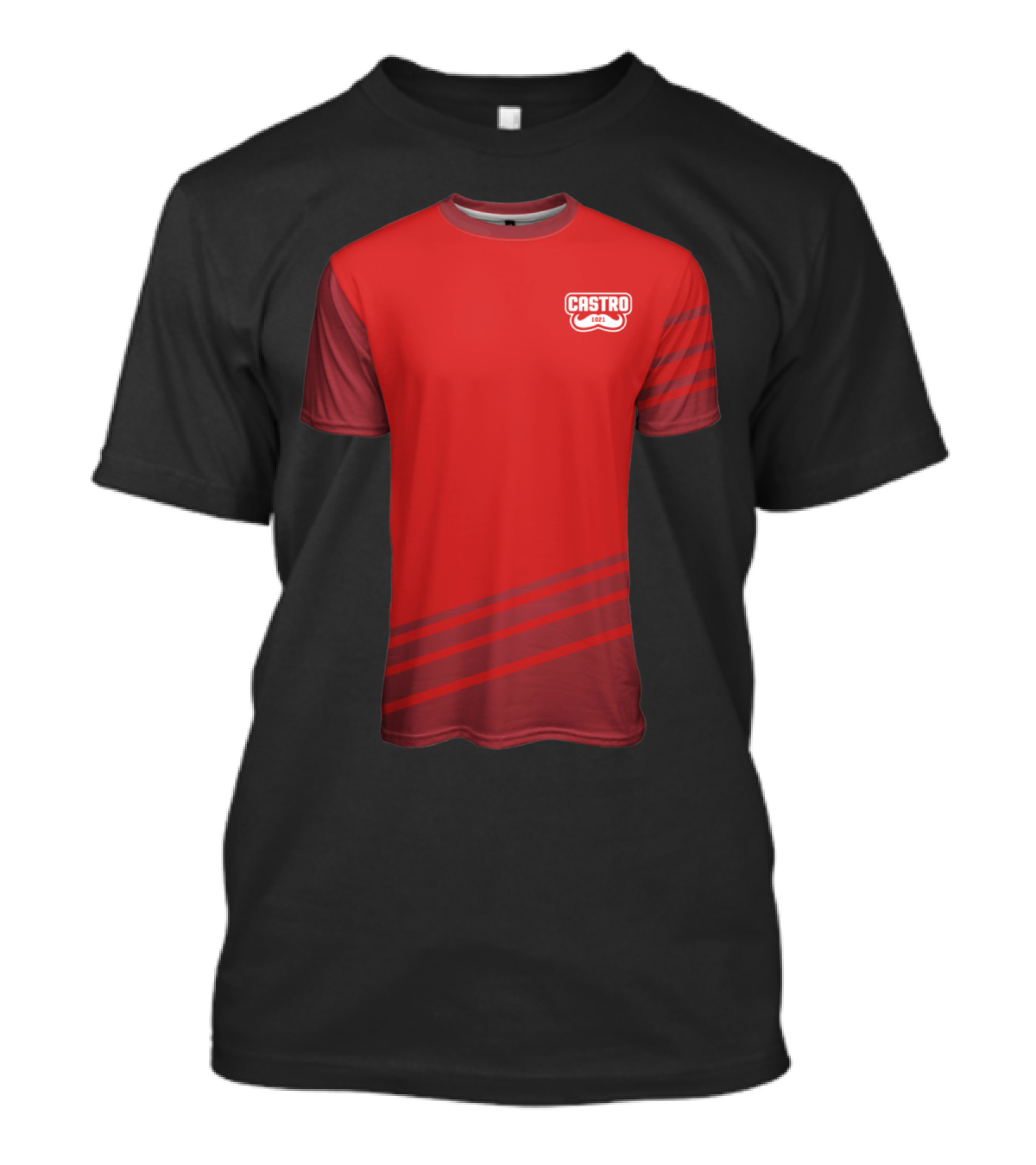CASTRO Logo Red And Crimson Striped Jersey T-Shirt