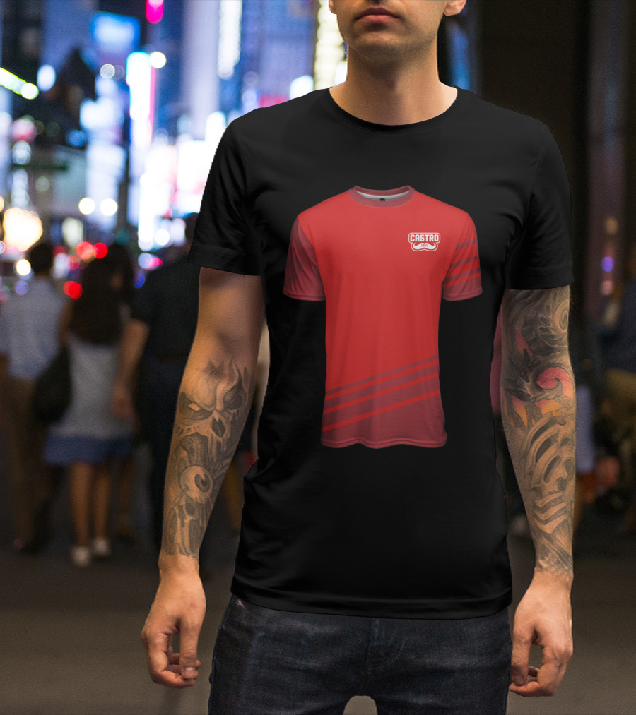 CASTRO Logo Red And Crimson Striped Jersey T-Shirt
