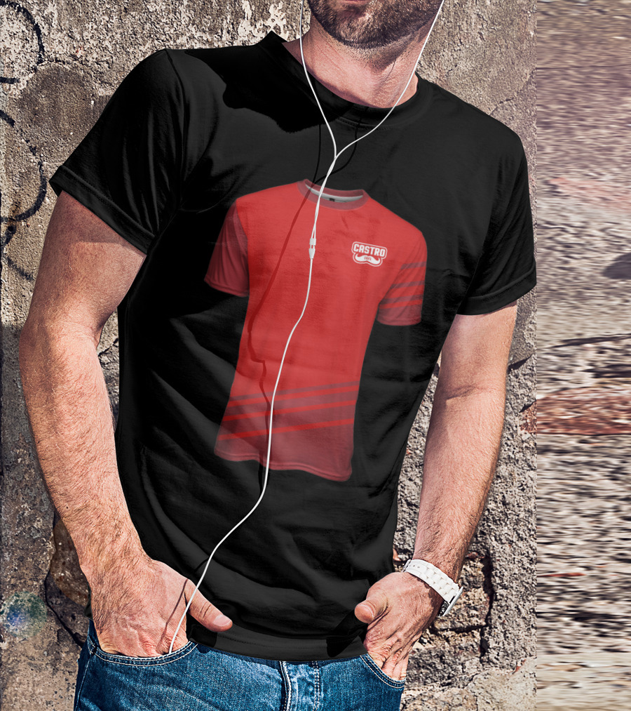 CASTRO Logo Red And Crimson Striped Jersey T-Shirt