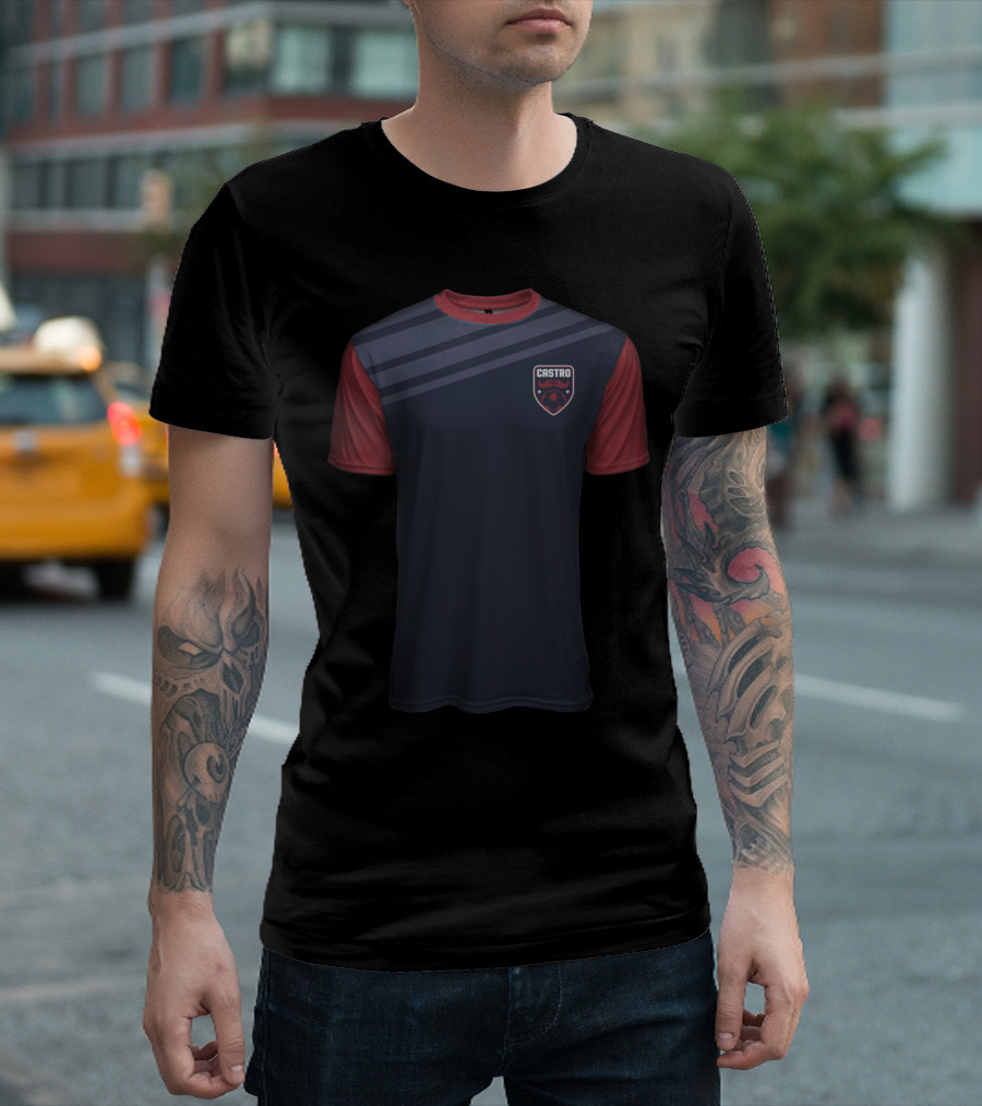 Castro Navy Blue and Red Jersey with Shield Emblem T-Shirt