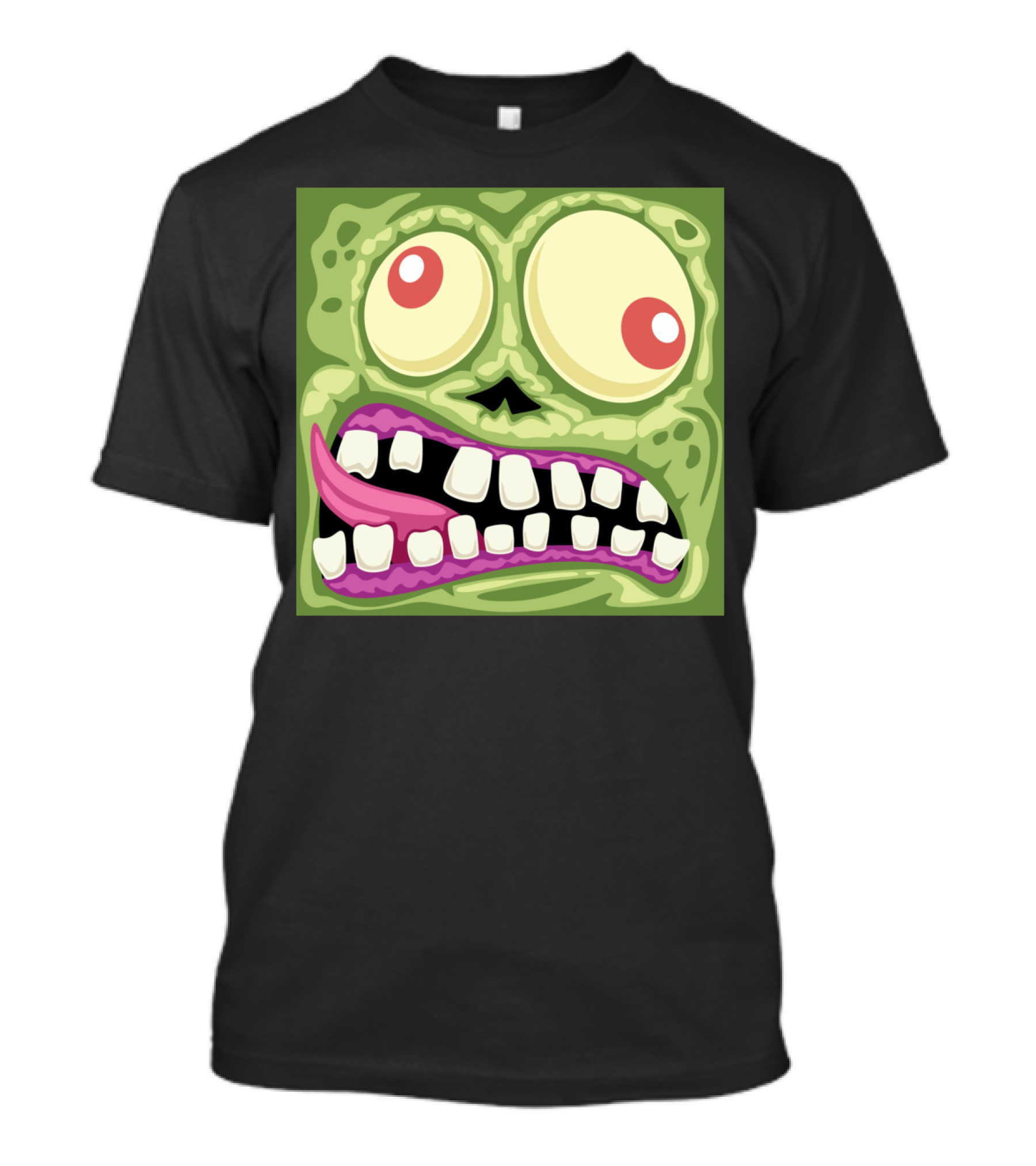 Zombie Cartoon Face With Bulging Eyes And Crooked Smile T-Shirt