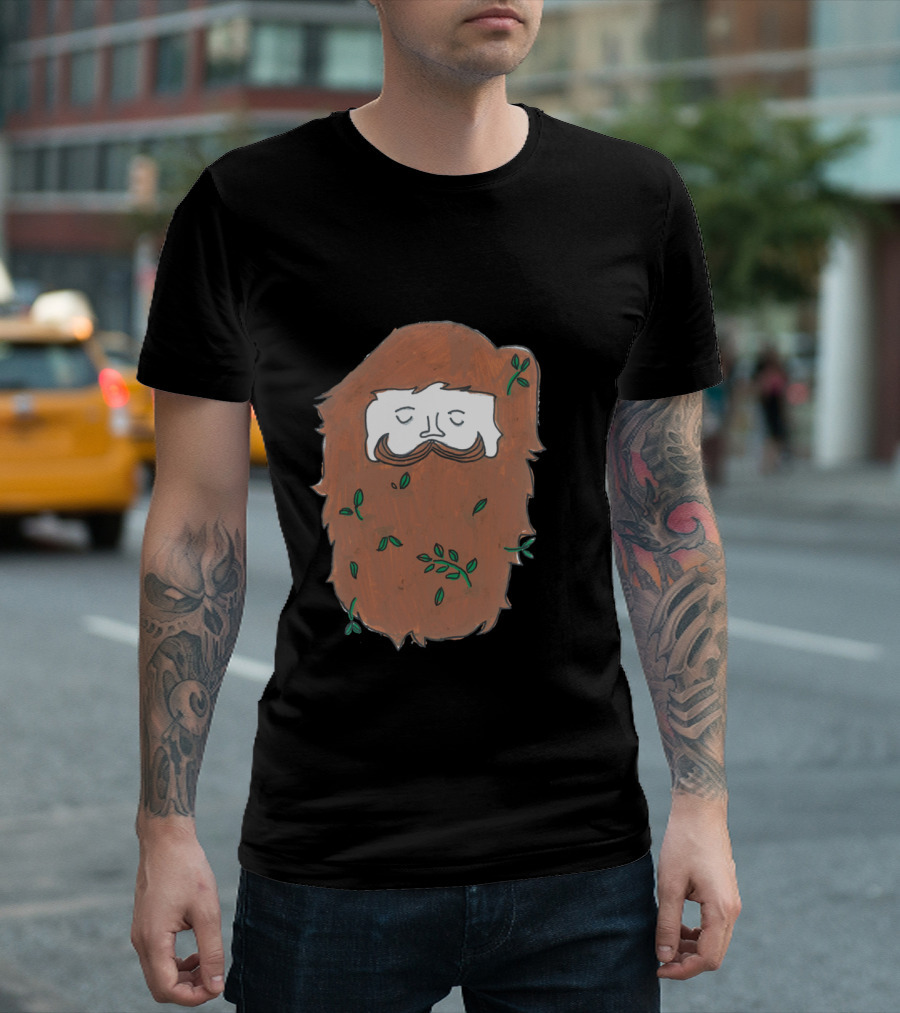 Leafy Bearded Sleep with Closed Eyes T-Shirt