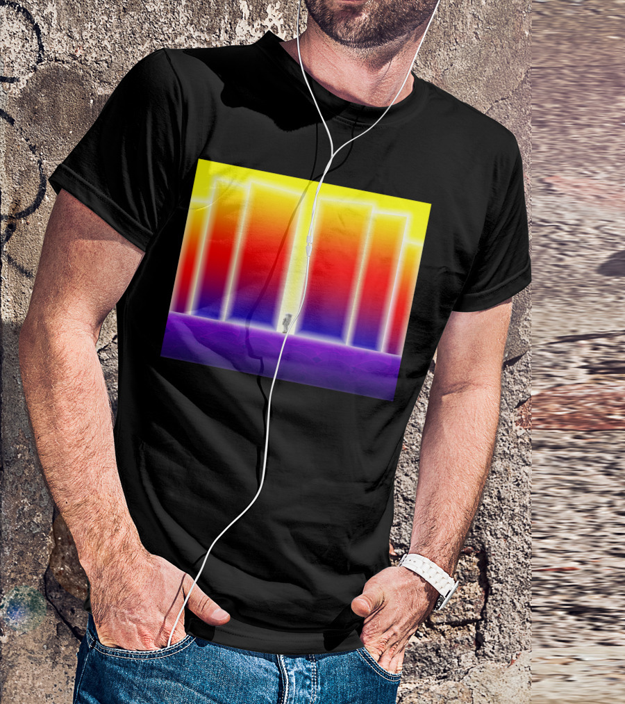Doorway Surreal Neon Gradient Portal With Central Figure T-Shirt