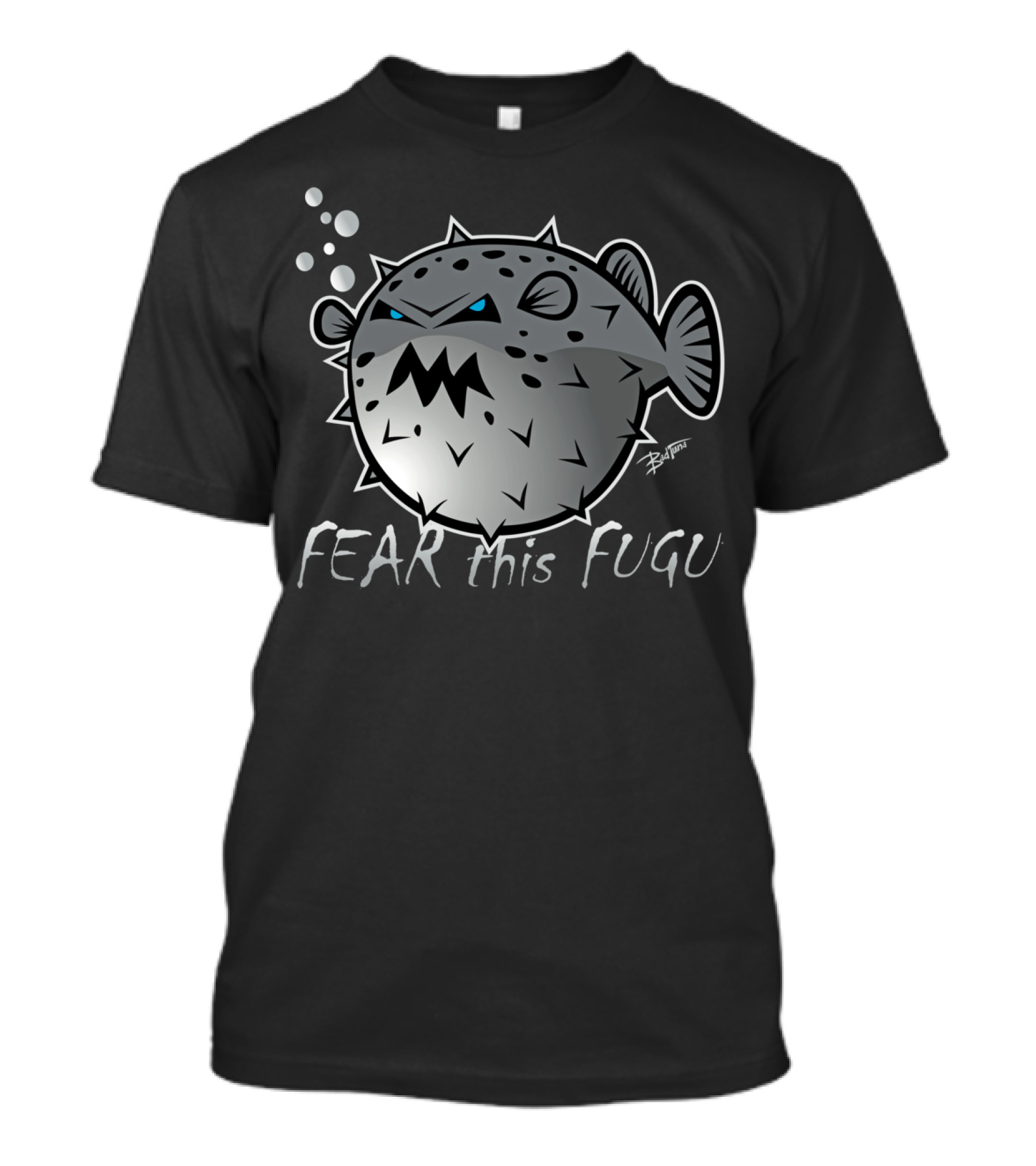 FEAR This FUGU Angry Pufferfish With Spikes And Bubbles T-Shirt