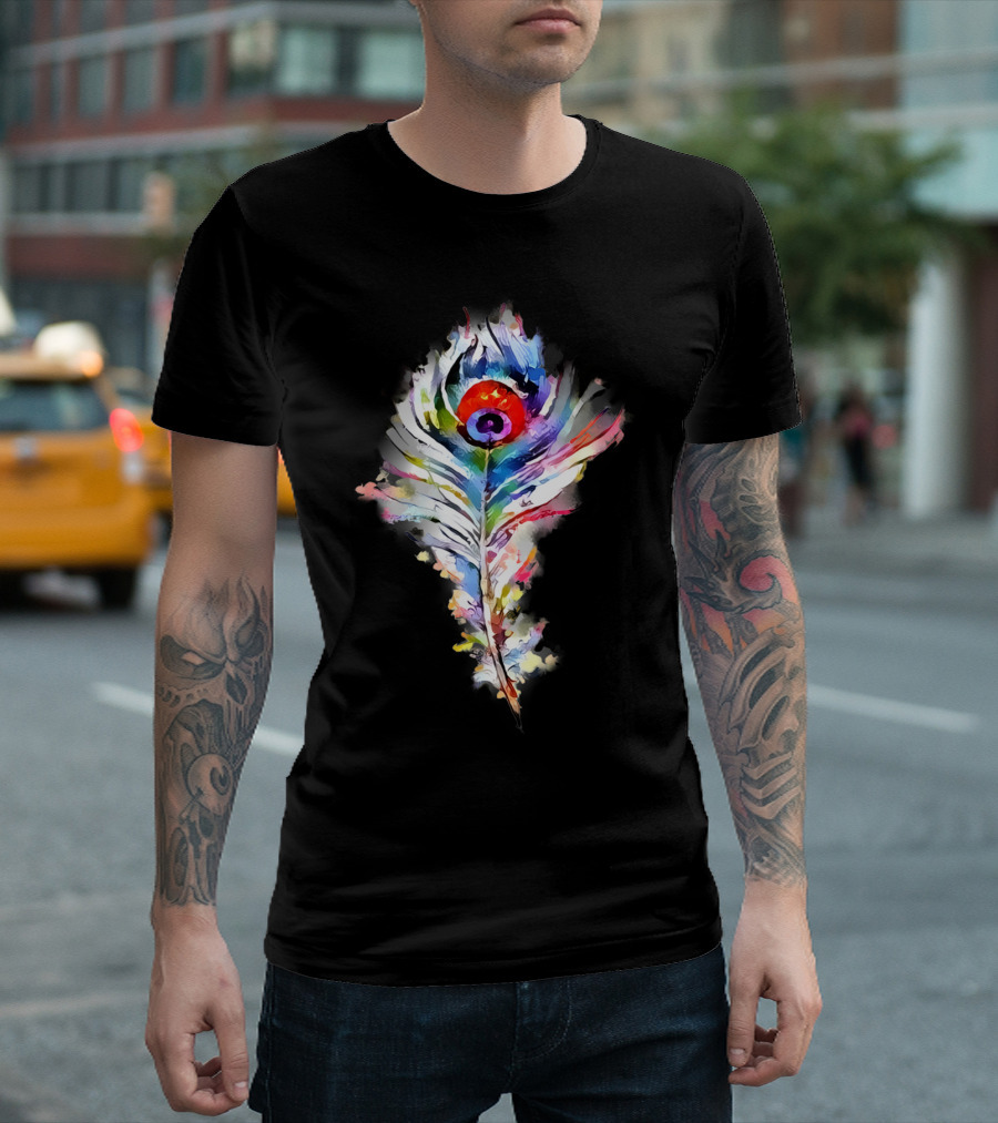 Peacock Feather Watercolor T-Shirt
