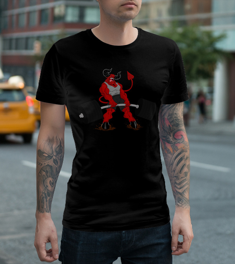 Beelzebro Demon Bull Deadlifting Weights T-Shirt