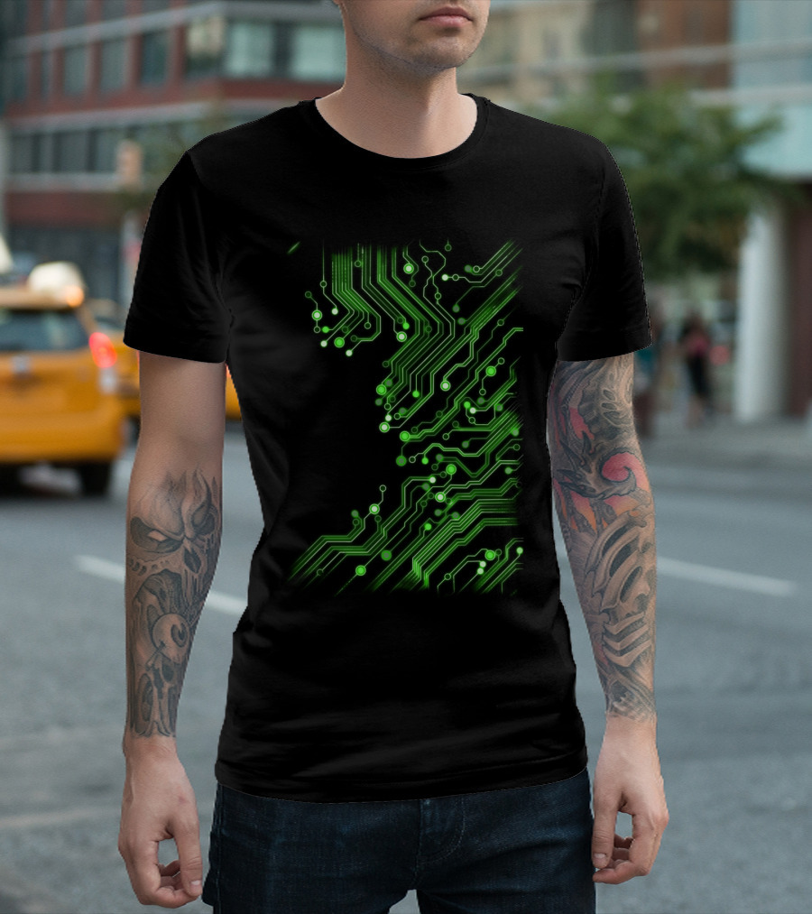 Brain Of The Beast Circuit Board Matrix Green T-Shirt