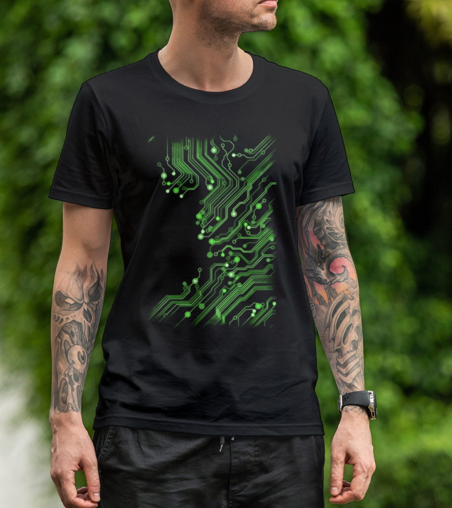 Brain Of The Beast Circuit Board Matrix Green T-Shirt