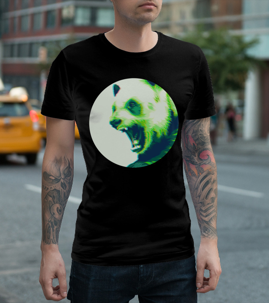 Yelling Green Panda Save The Pandas T-Shirt