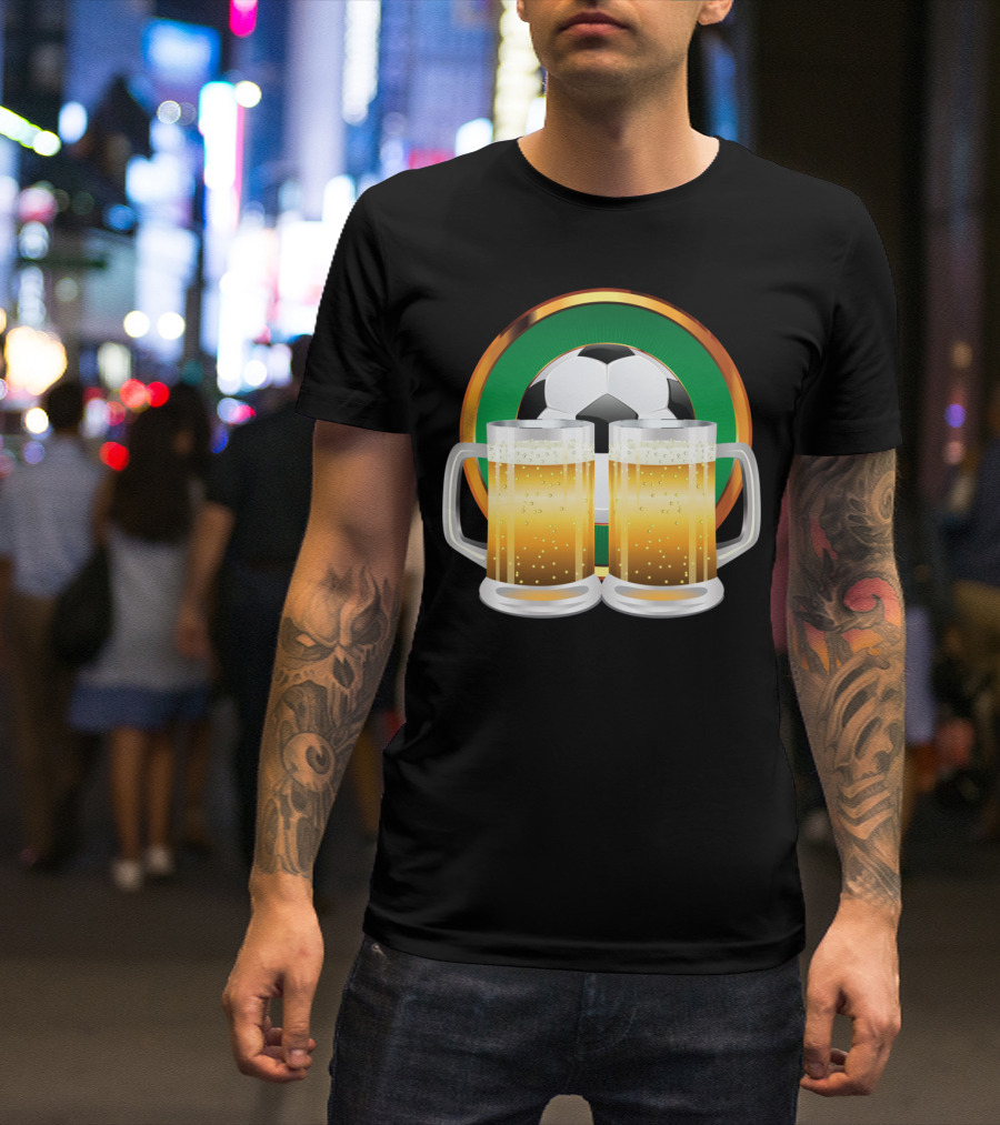 Soccer Ball And Beer Mugs T-Shirt
