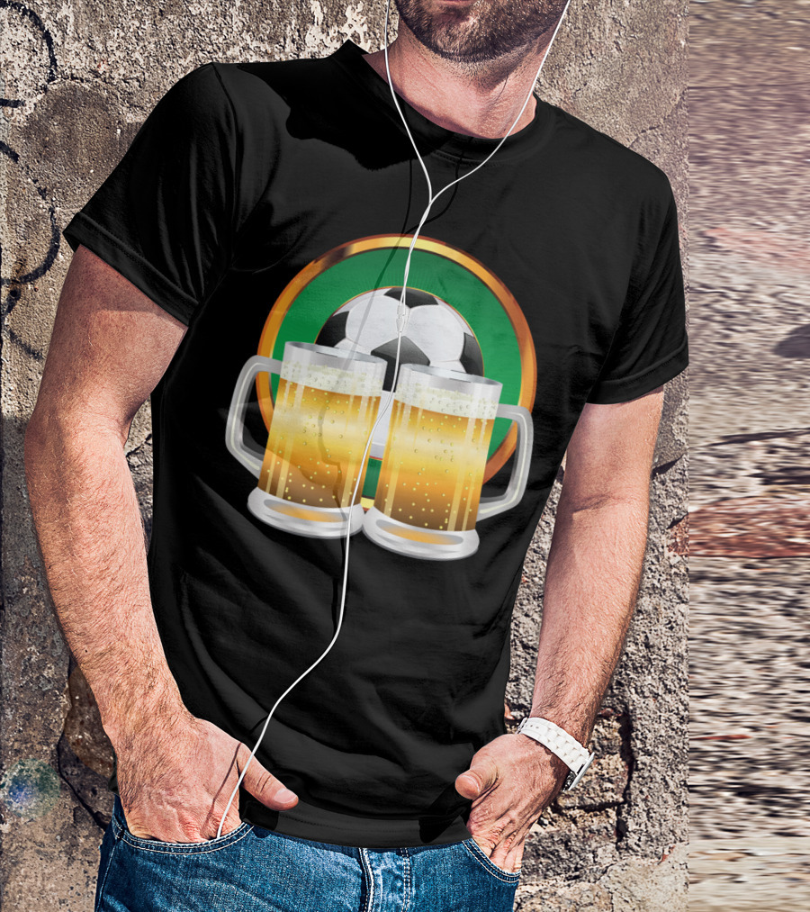 Soccer Ball And Beer Mugs T-Shirt
