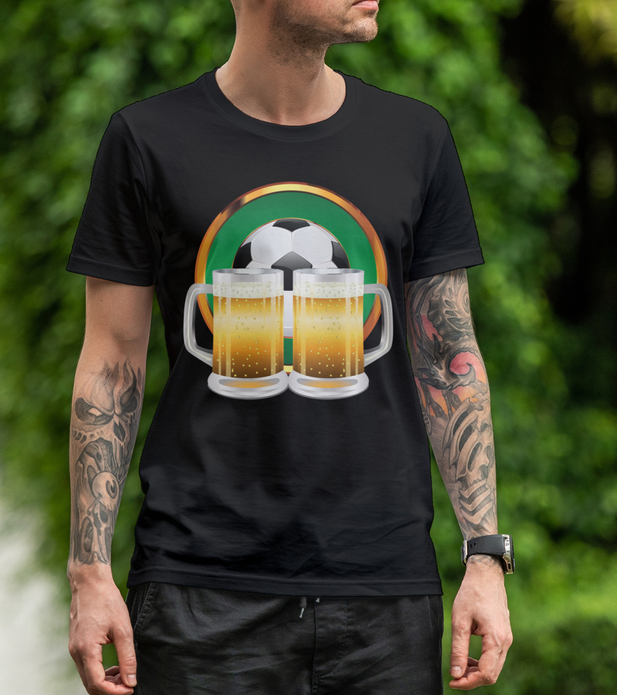 Soccer Ball And Beer Mugs T-Shirt
