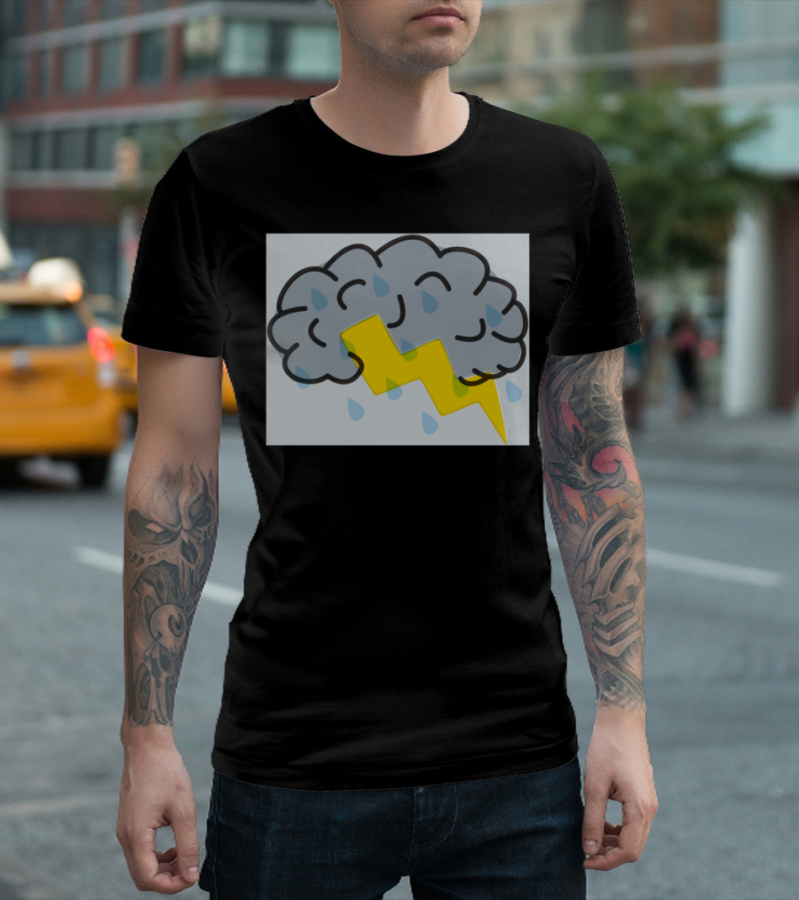 Brain Storm Cloud with Lightning and Raindrops T-Shirt