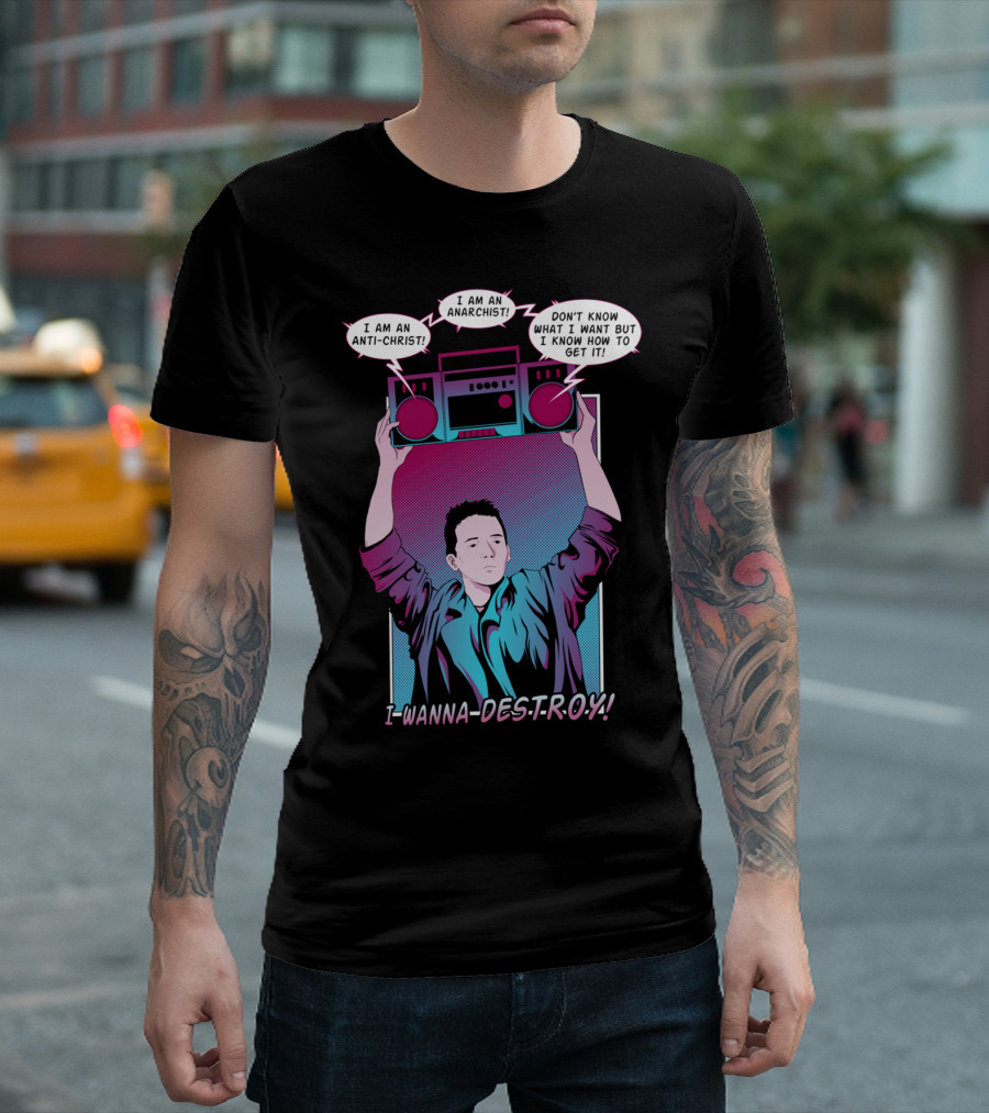 Say Anything I Am An Anarchist Anti-Christ I Wanna Destroy Boombox T-Shirt