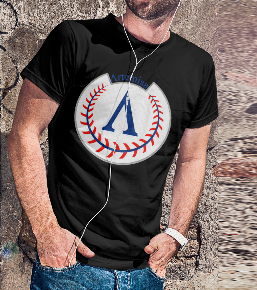 Artemisa Cuban Baseball Stylized Blue And Red Baseball Emblem T-Shirt