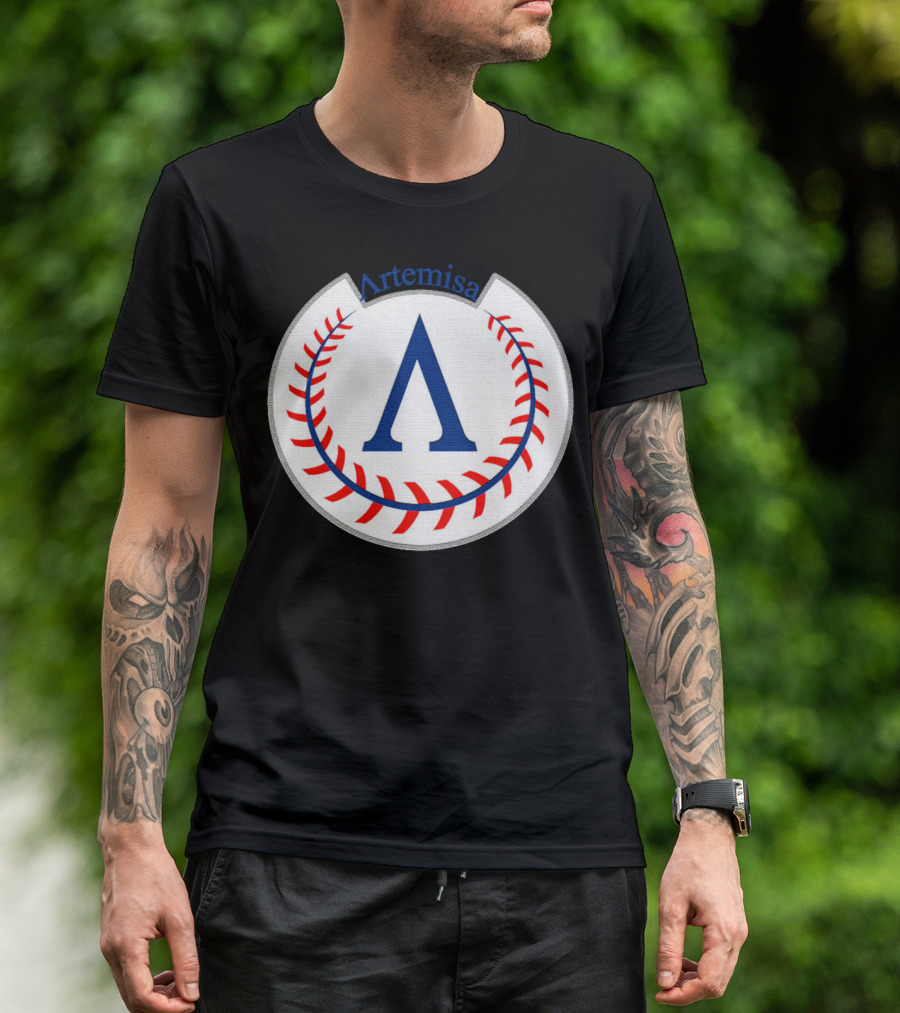Artemisa Cuban Baseball Stylized Blue And Red Baseball Emblem T-Shirt