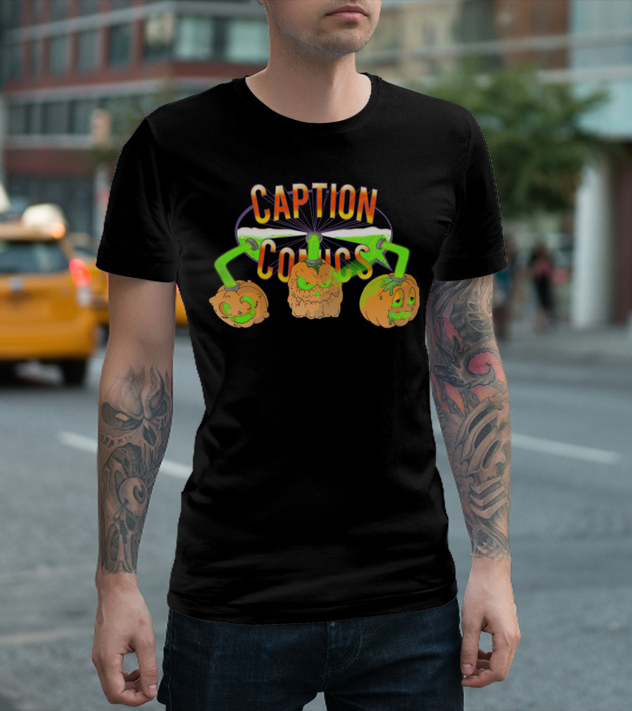 CAPTION COMICS Halloween Pumpkins Feeding Green Goo T-Shirt
