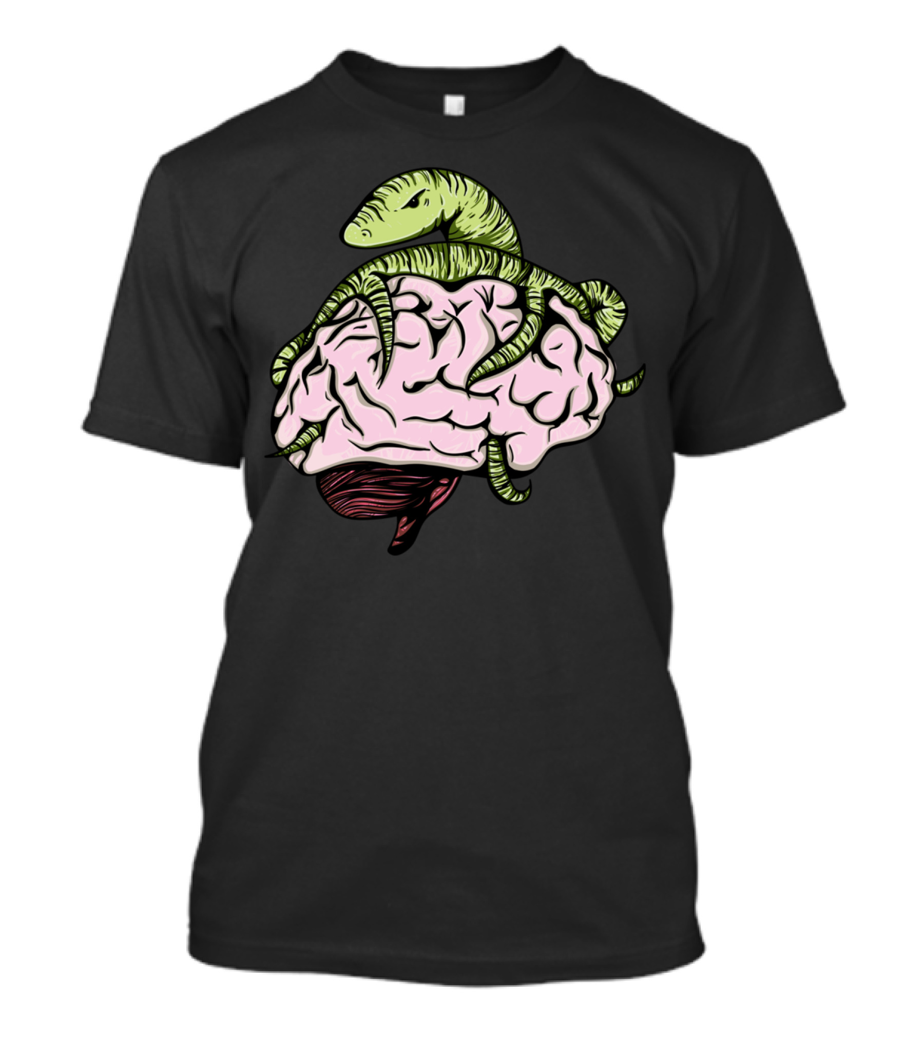 Brain Worm With Serpentine Creature Wrapped Around Brain T-Shirt