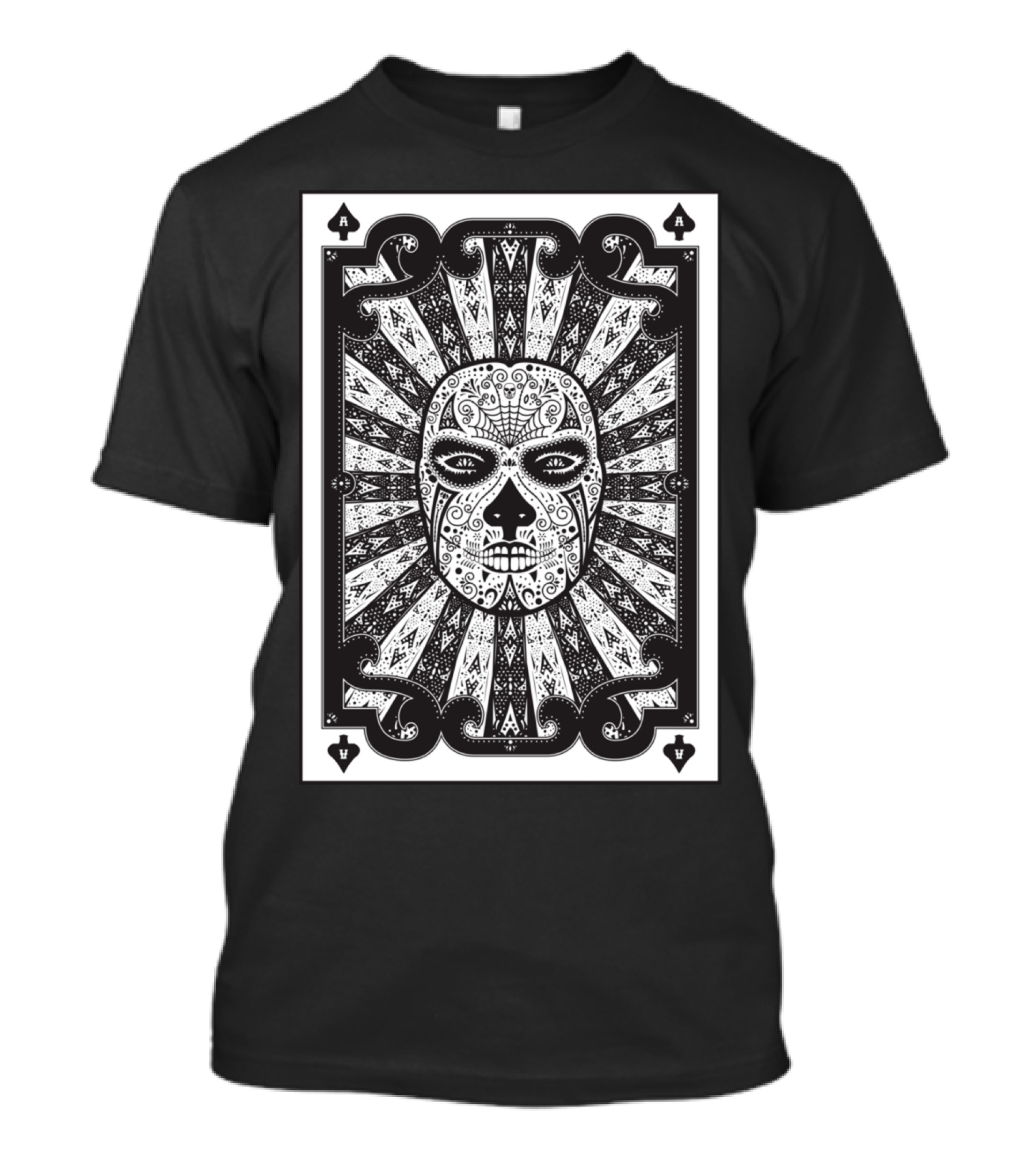 Ace Of Spades Sugar Skull Day Of The Dead Playing Card T-Shirt
