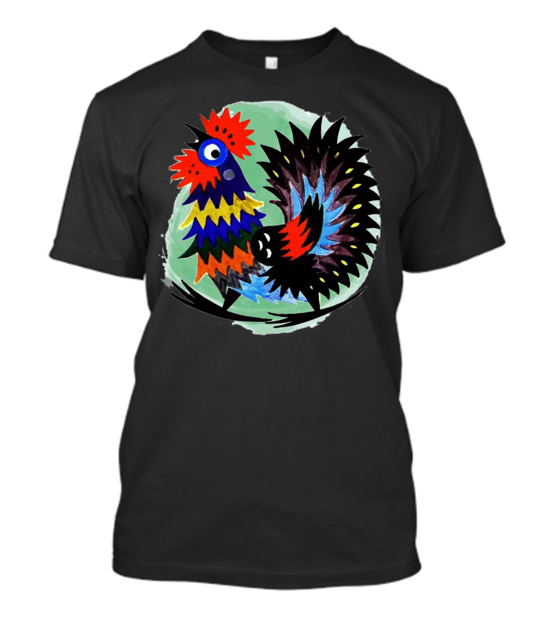 Marching Rooster Folk Art Colorful T-Shirt