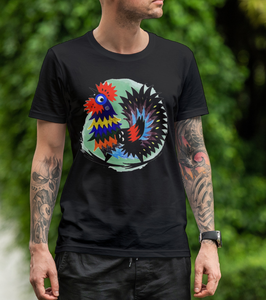 Marching Rooster Folk Art Colorful T-Shirt