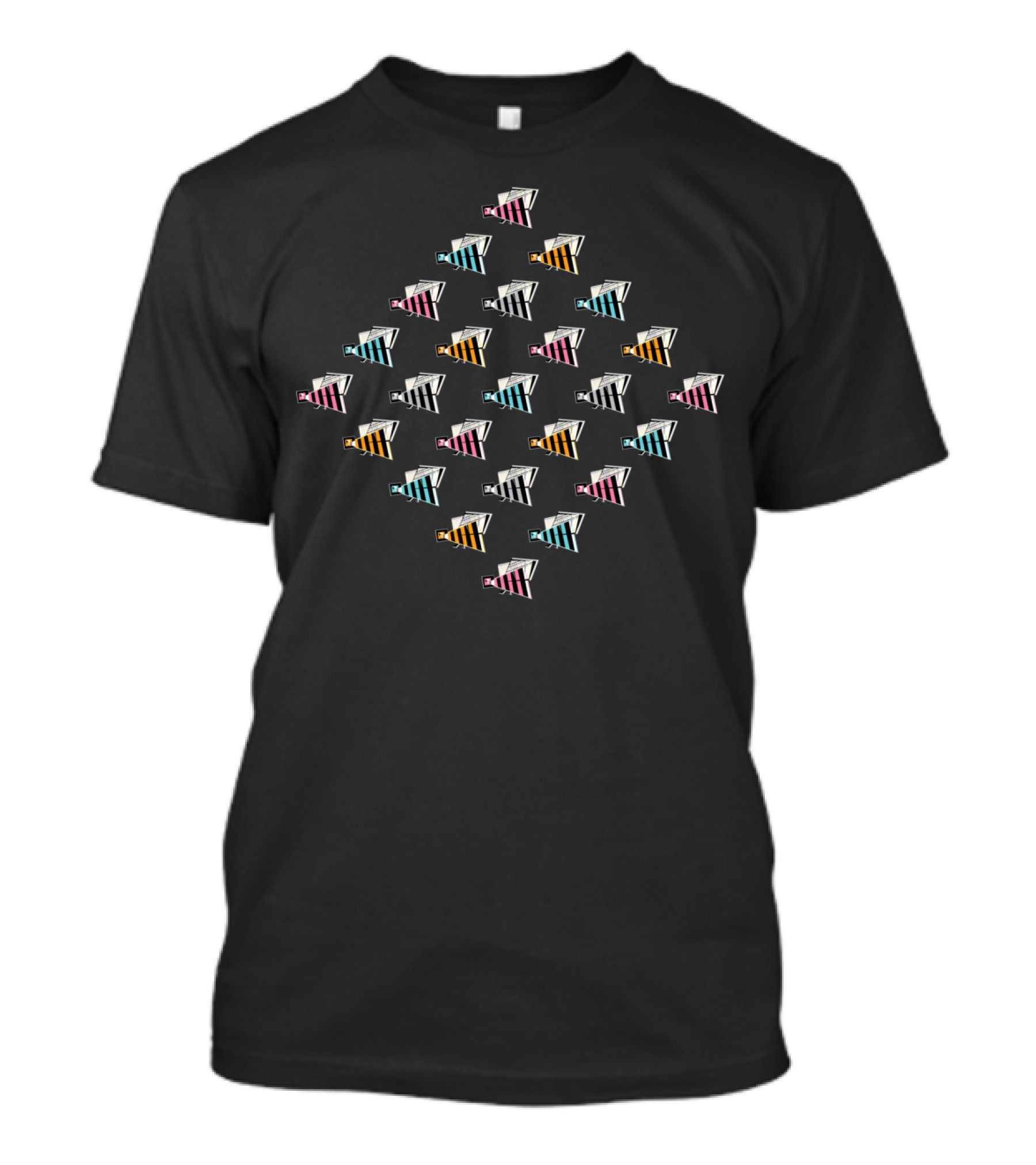 Bees Pattern With Geometric Airplane Shapes T-Shirt