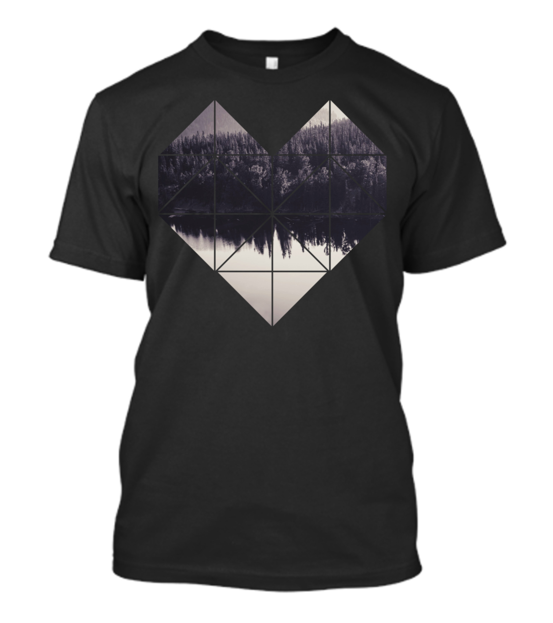 Geometric Heart Forest Reflections T-Shirt