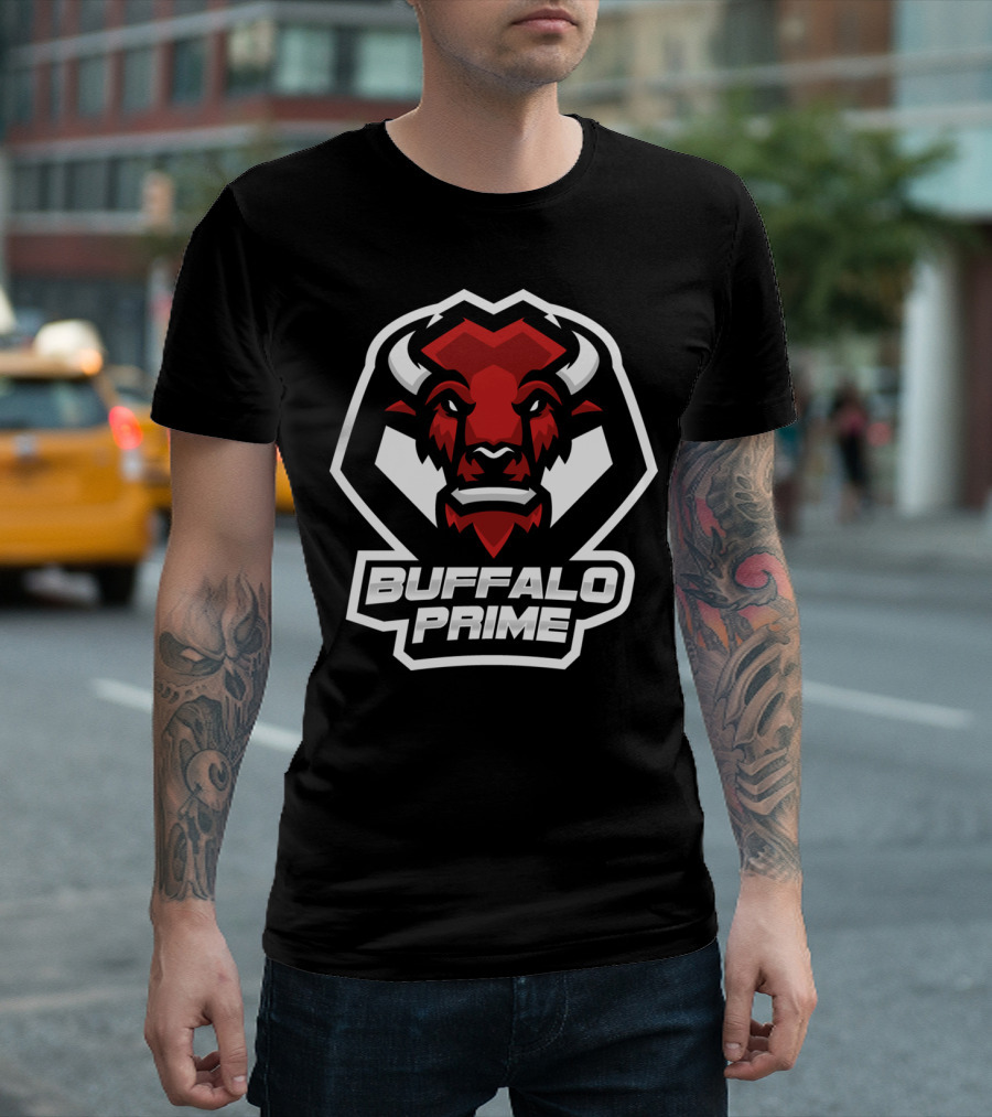 BUFFALO PRIME Bold Red Buffalo Head T-Shirt