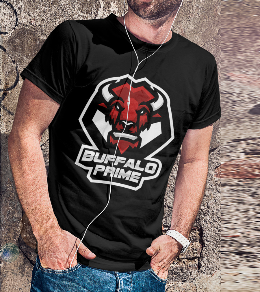 BUFFALO PRIME Bold Red Buffalo Head T-Shirt