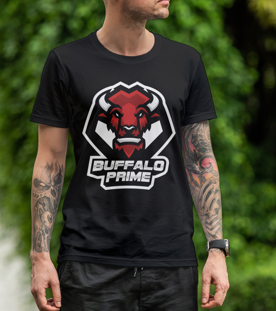 BUFFALO PRIME Bold Red Buffalo Head T-Shirt