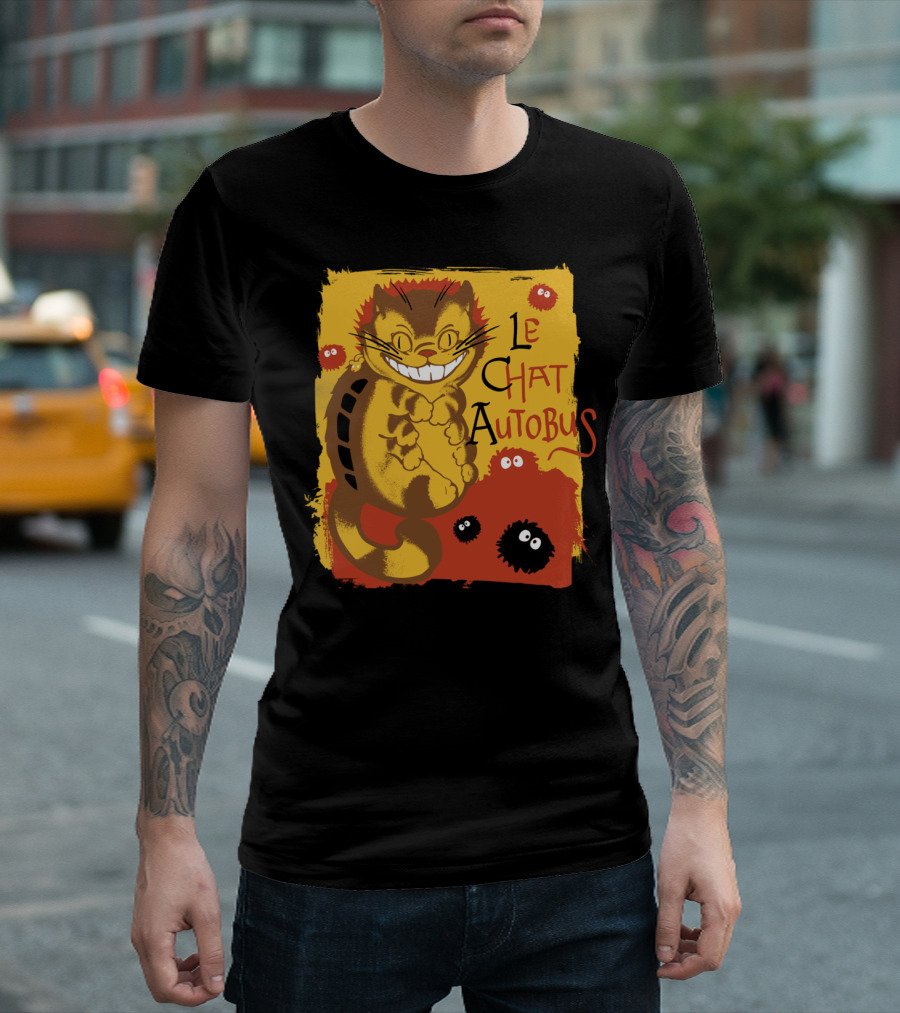 Le Chat Autobus Cheshire Totoro Cat Bus Crossover Anime T-Shirt