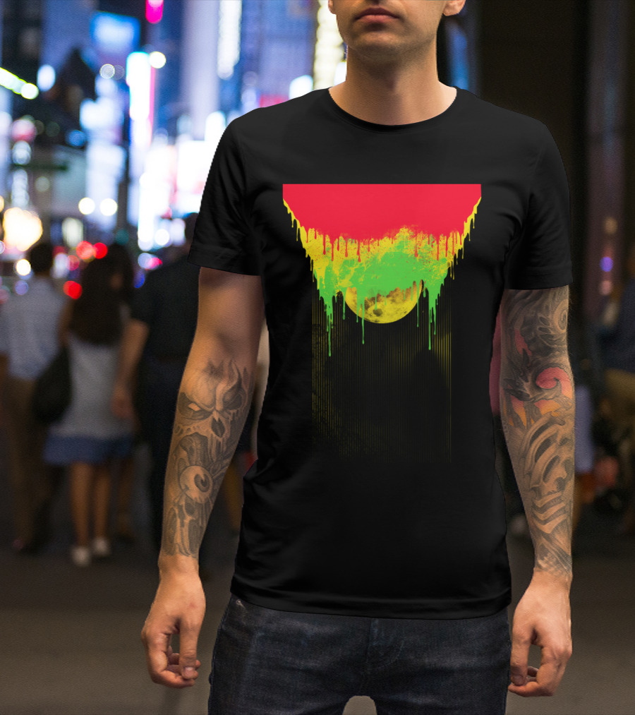 Dripping Colors Over Moon T-Shirt