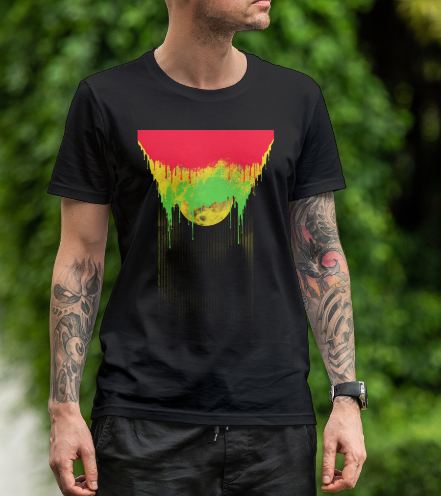 Dripping Colors Over Moon T-Shirt