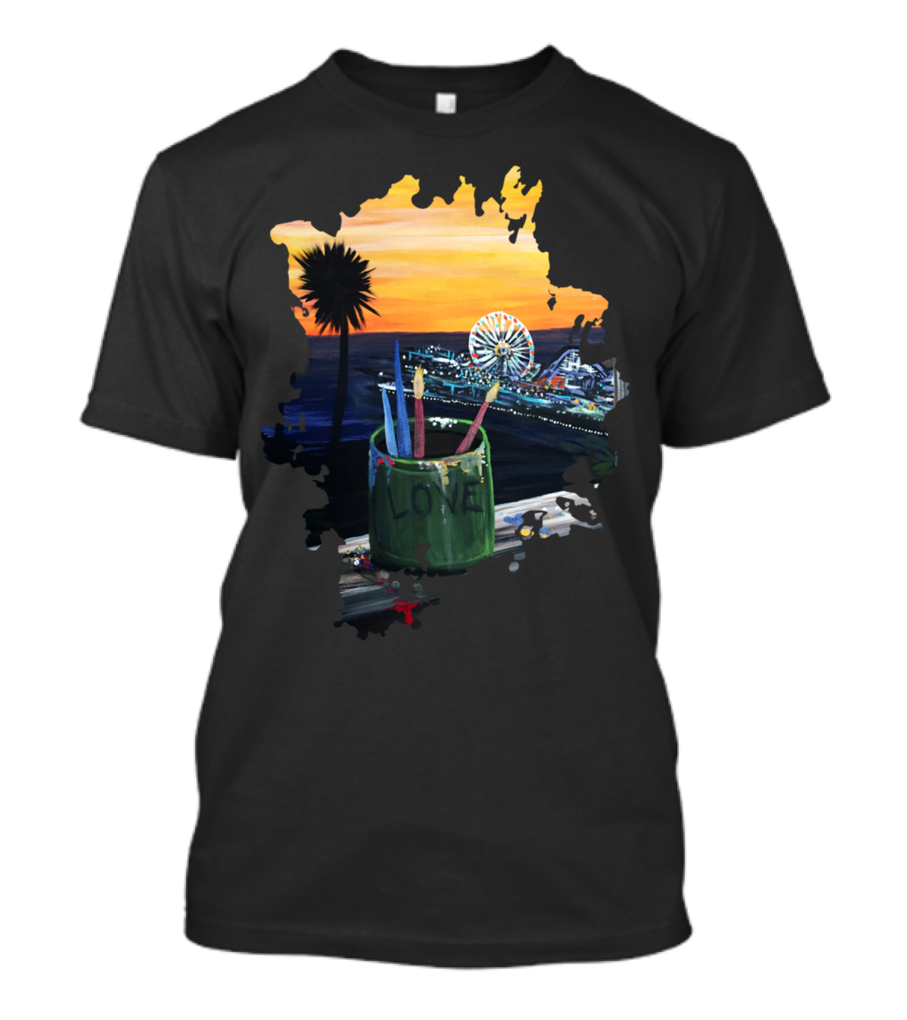 Love Sunset Ferris Wheel Artist View T-Shirt