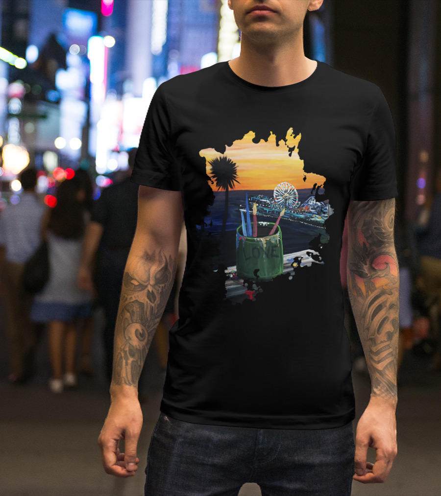 Love Sunset Ferris Wheel Artist View T-Shirt