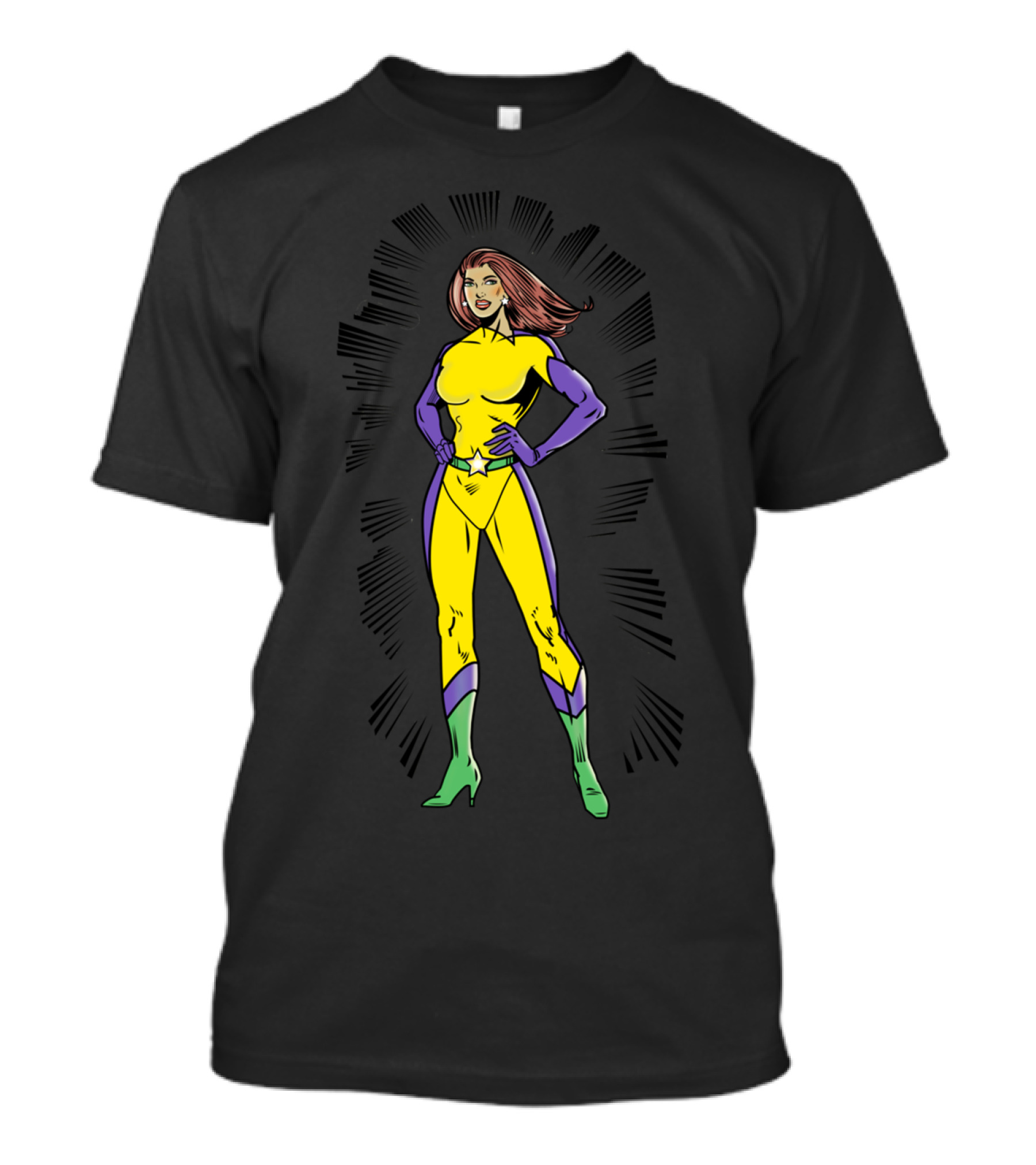 Female Superhero Yellow Purple Costume T-Shirt