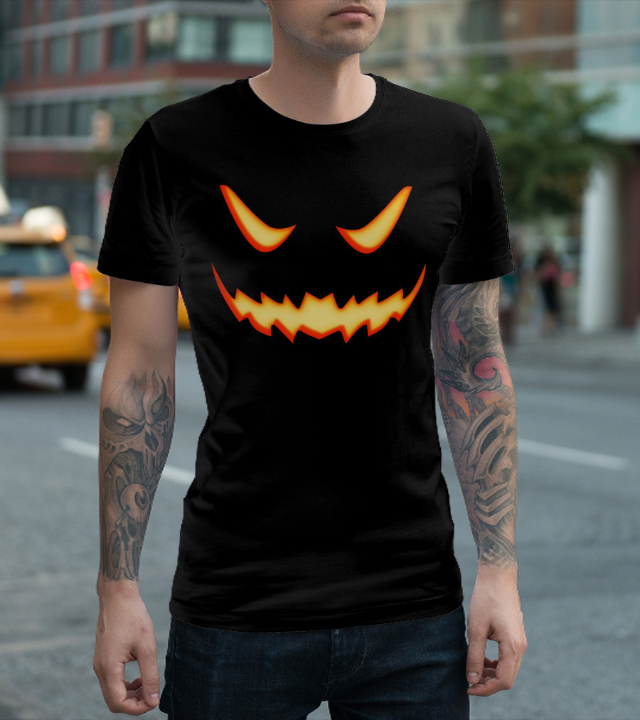 Scary Glowing Pumpkin Face T-Shirt