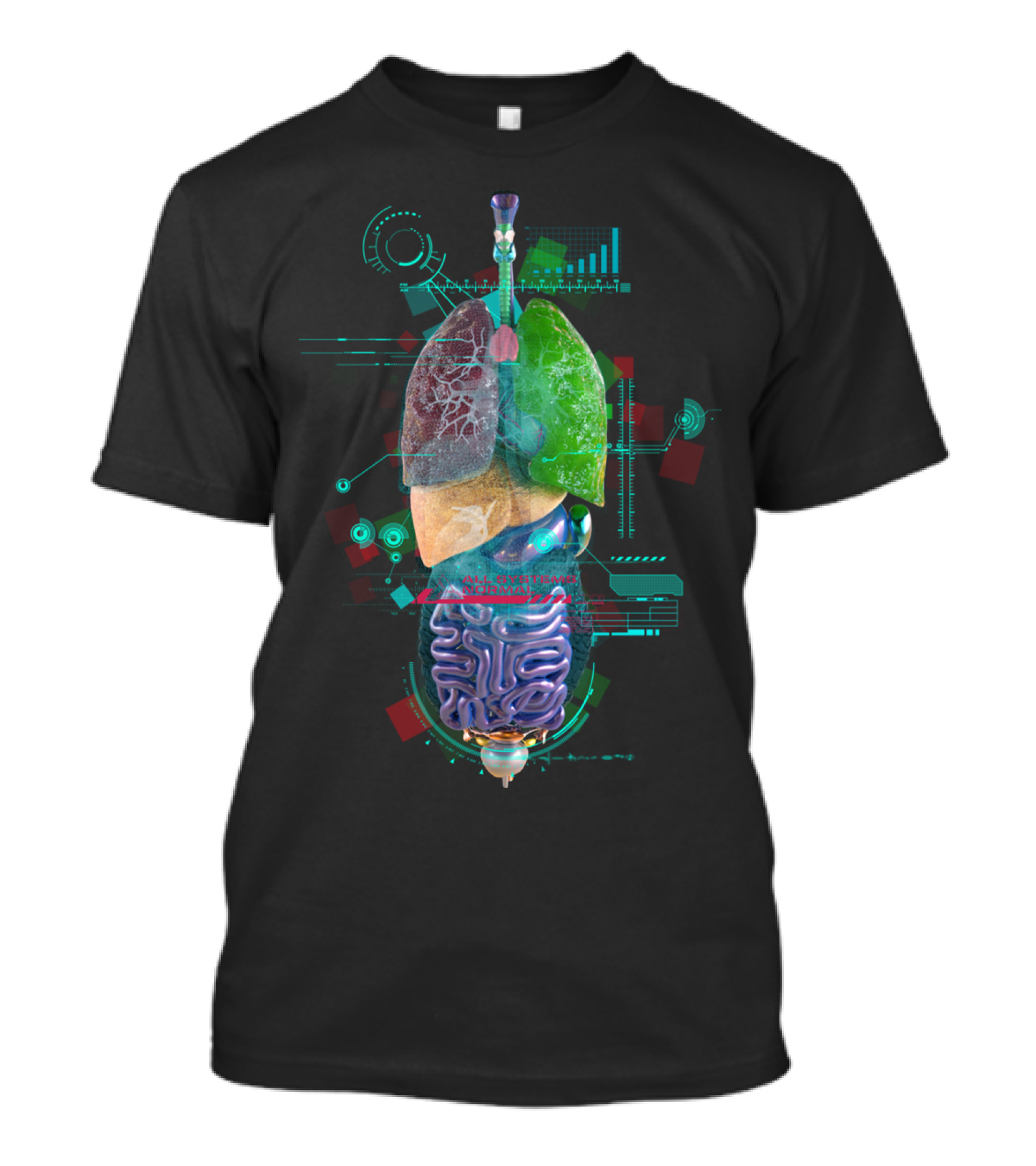 Artistic Anatomy Futuristic Visualization Of Human Organs And Technology Elements T-Shirt