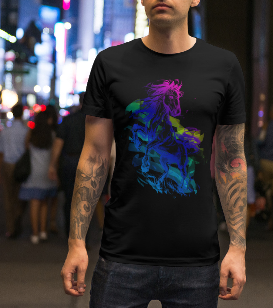 Brave Horse Vibrant Multicolor Abstract T-Shirt