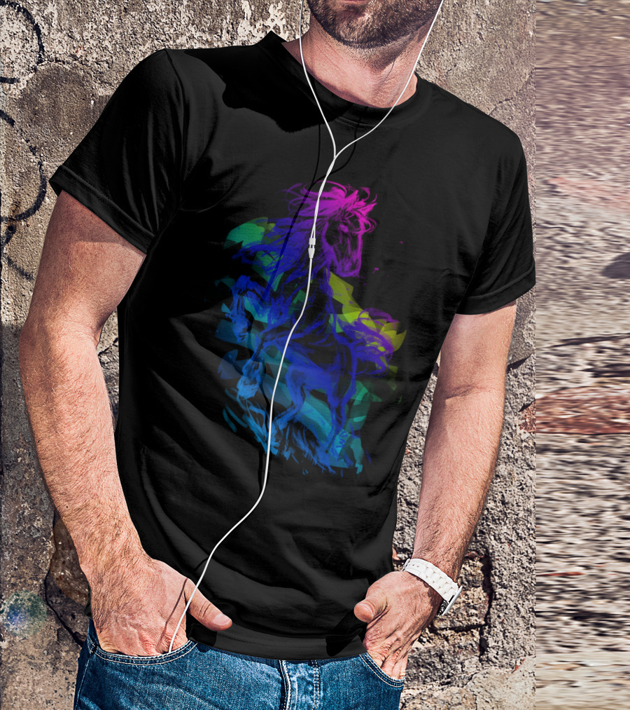 Brave Horse Vibrant Multicolor Abstract T-Shirt