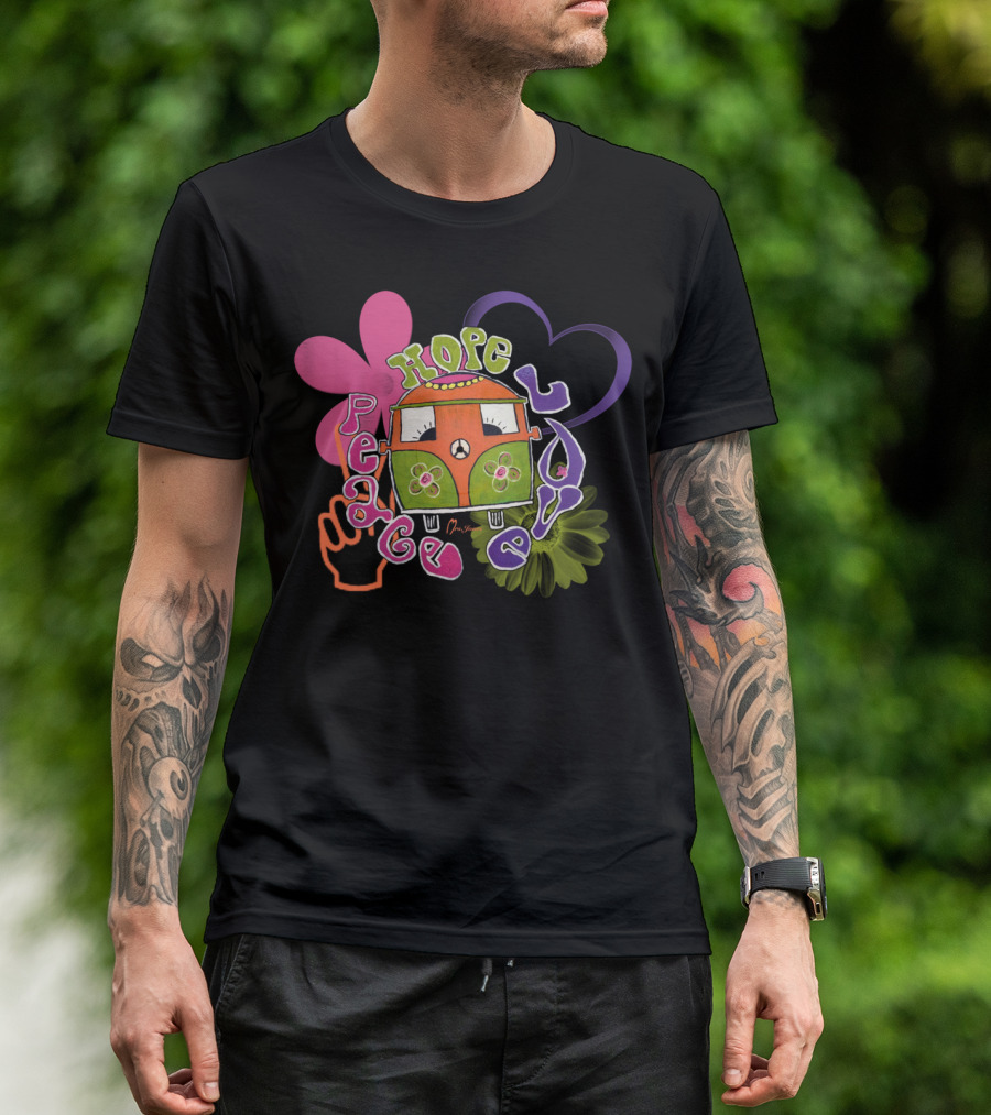 Peace Hope Love Hippie Van Bug T-Shirt