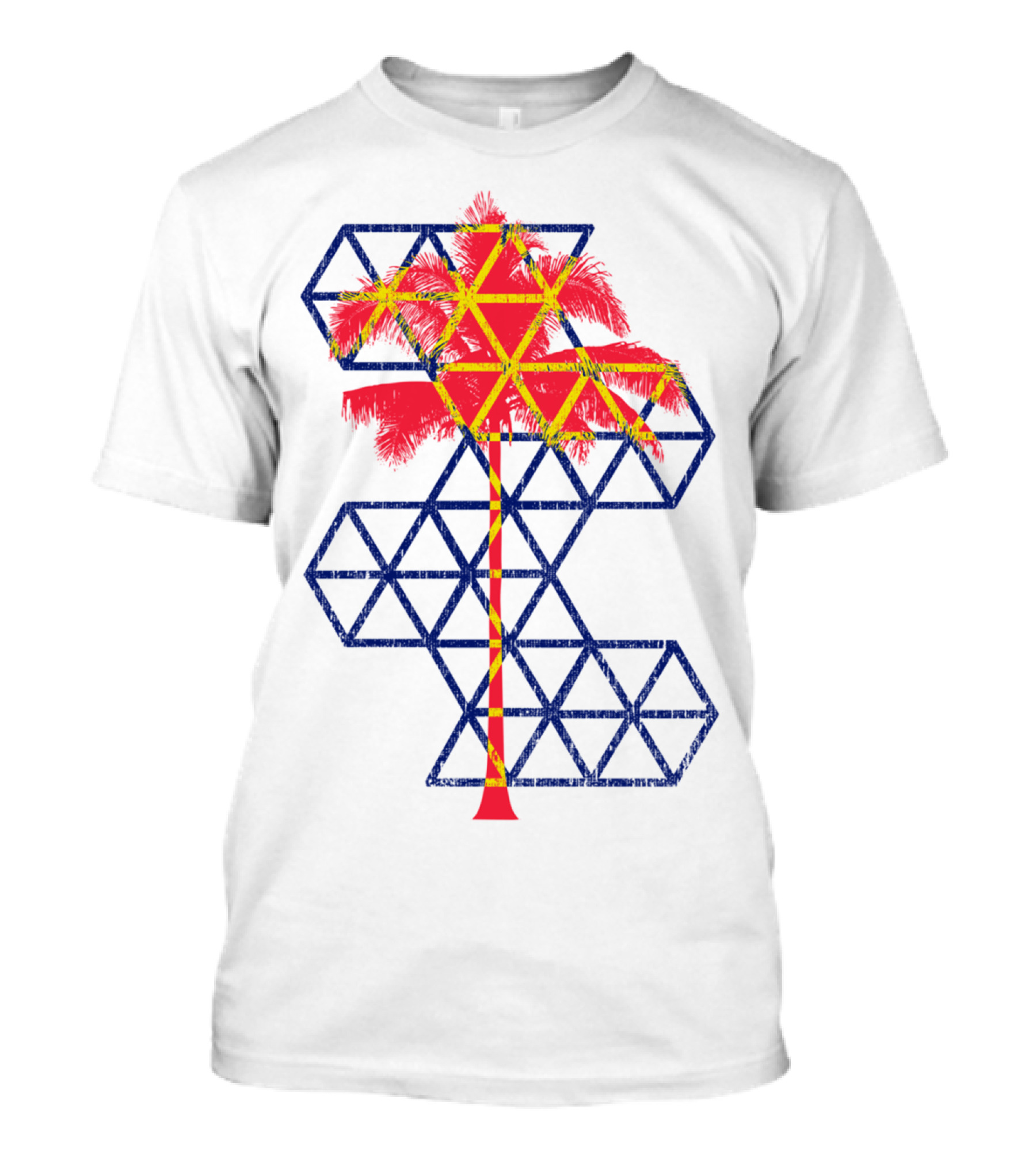 Geometric Coconut Tree Vibrant Summer Tropical T-Shirt
