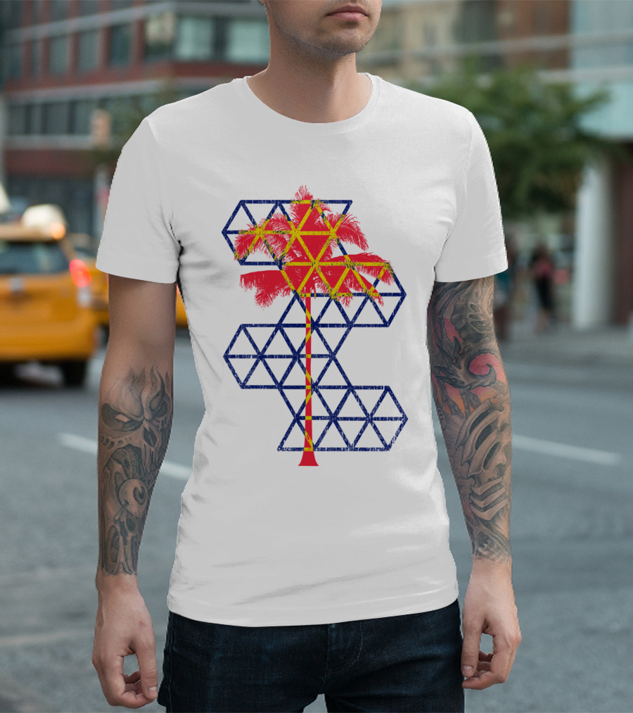Geometric Coconut Tree Vibrant Summer Tropical T-Shirt