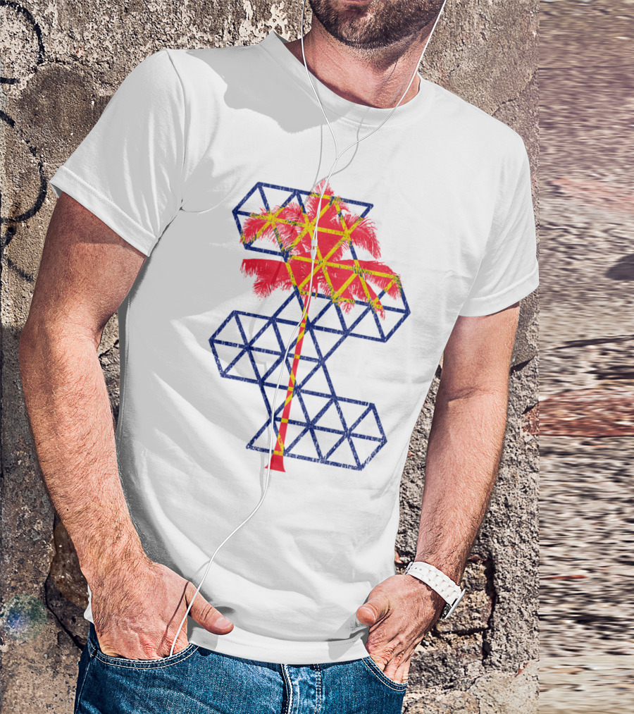 Geometric Coconut Tree Vibrant Summer Tropical T-Shirt