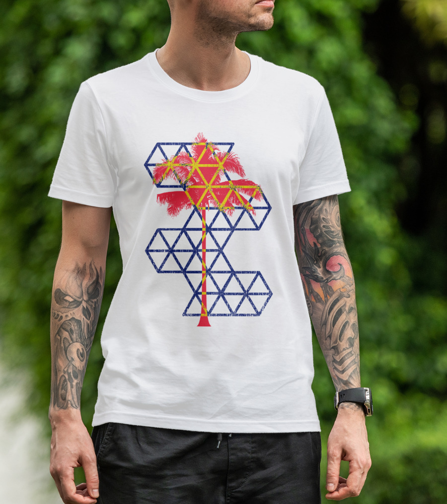 Geometric Coconut Tree Vibrant Summer Tropical T-Shirt