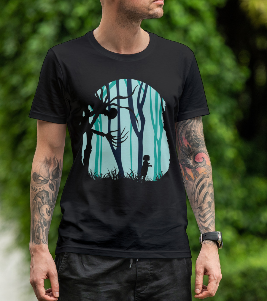 Down In Forest Creature Encounter Silhouette Scene T-Shirt