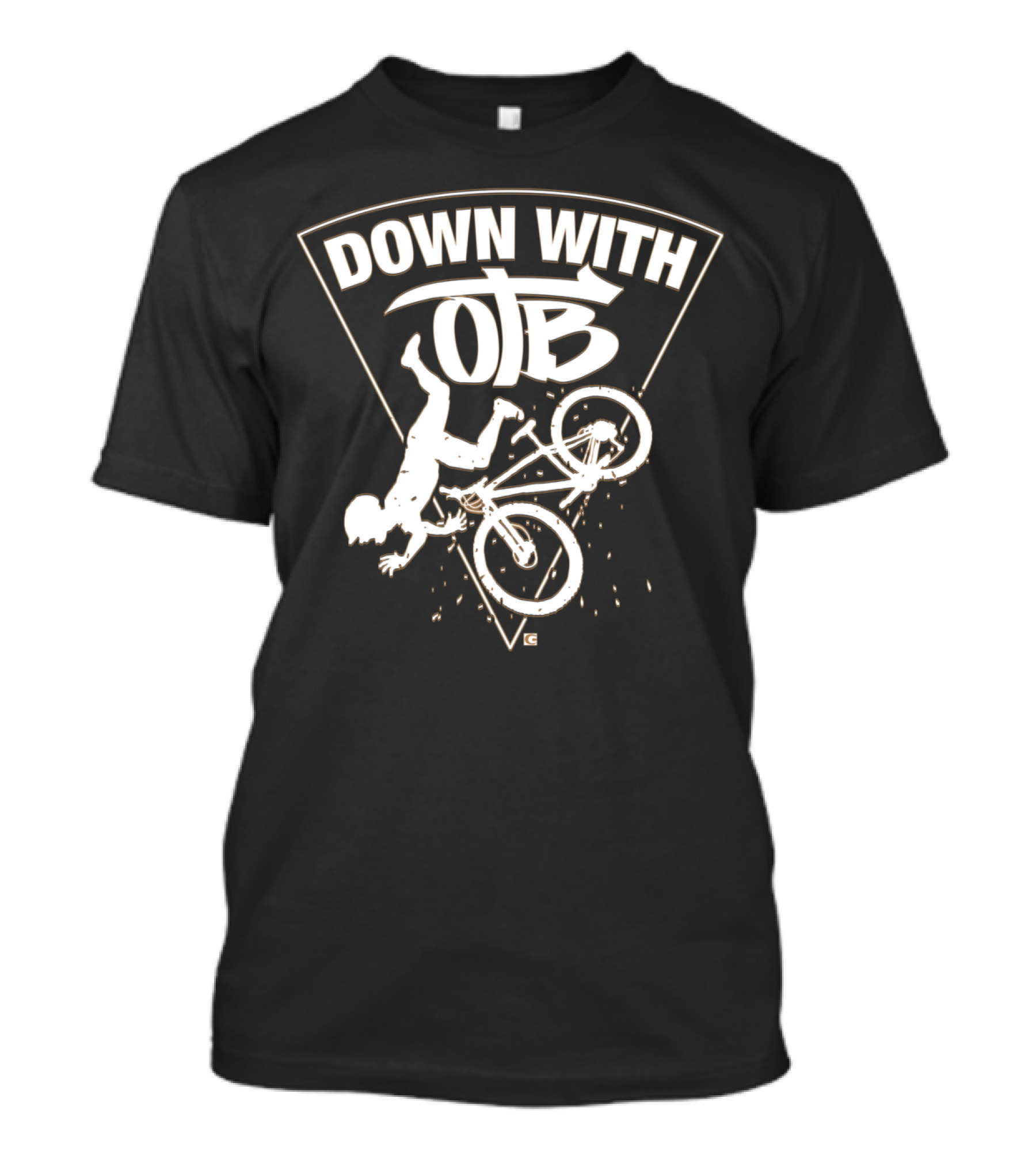 DOWN WITH OTB Biker Falling Off Bicycle T-Shirt
